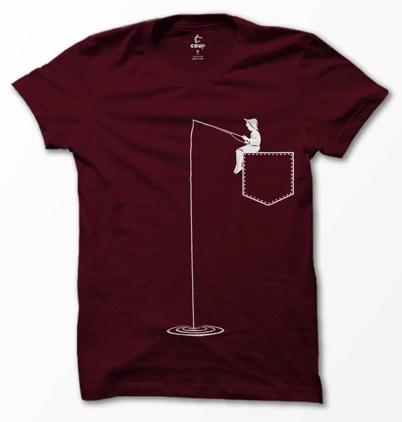 COUP Round Neck Fishing T-shirt (Maroon)