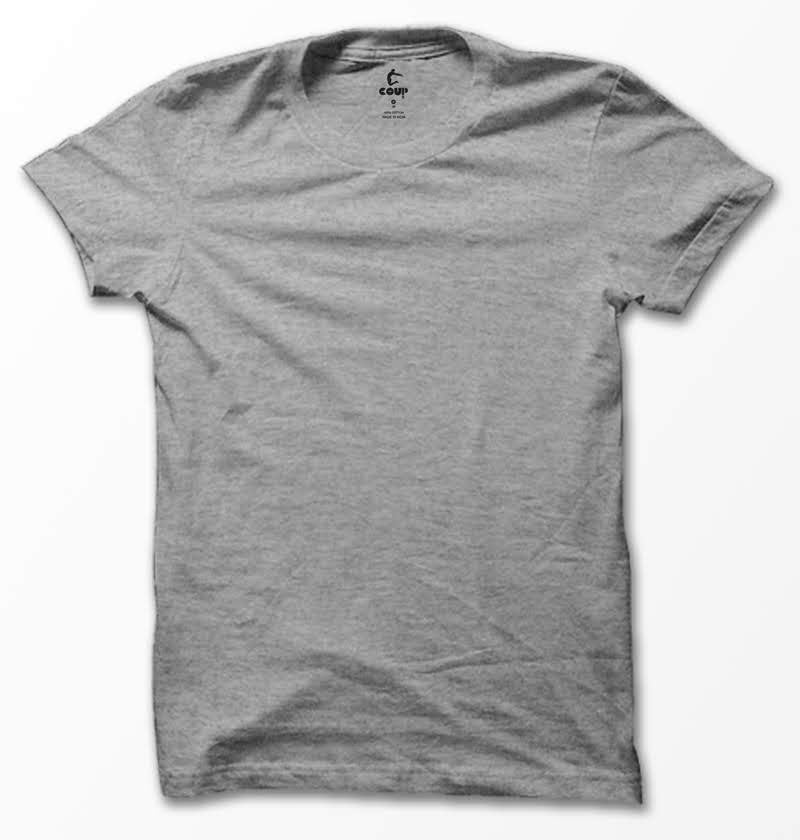 COUP Plain Regular fit Round Neck T-shirt White Melange