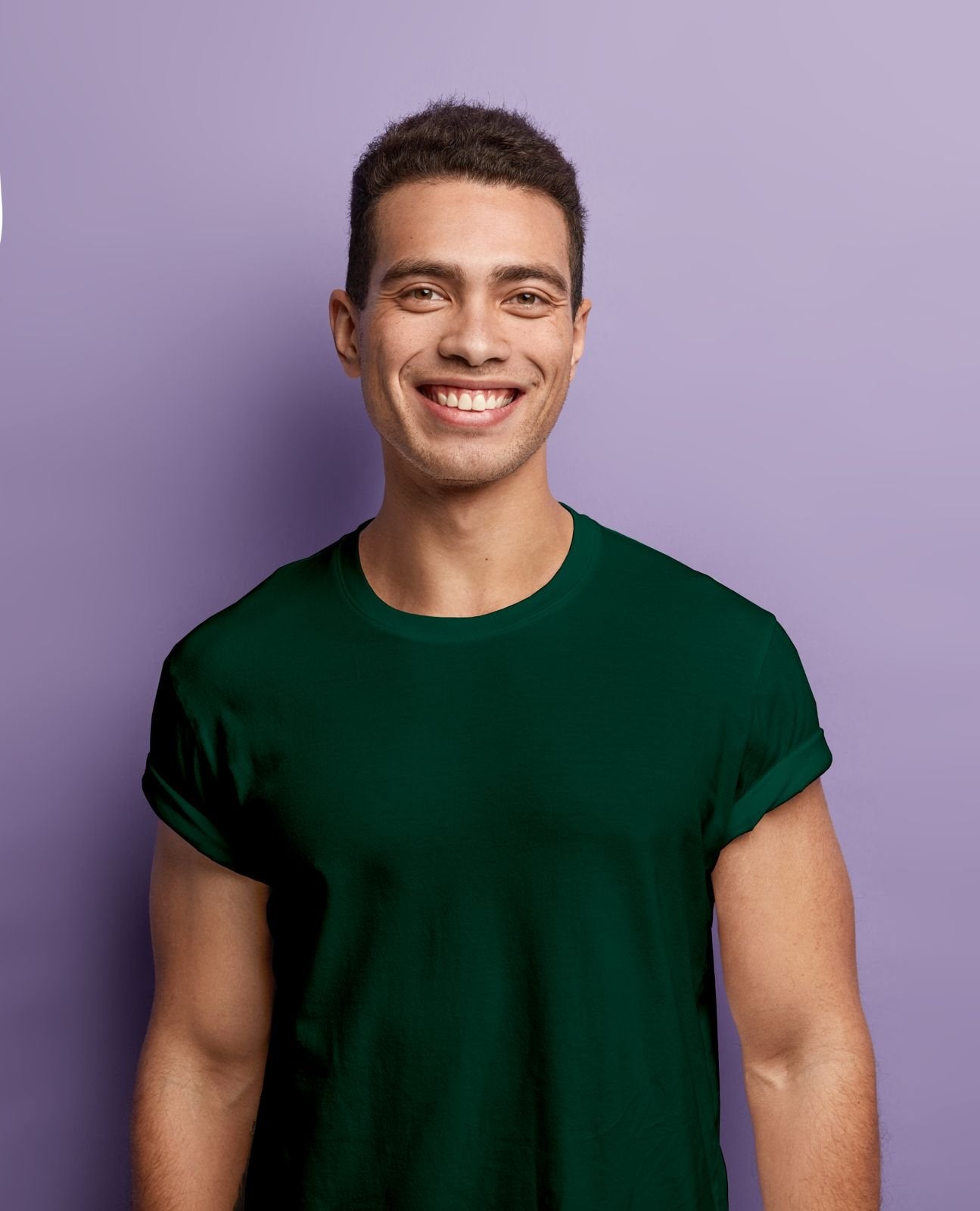 Plain Round Neck Bottle Green Regular Fit T-Shirt