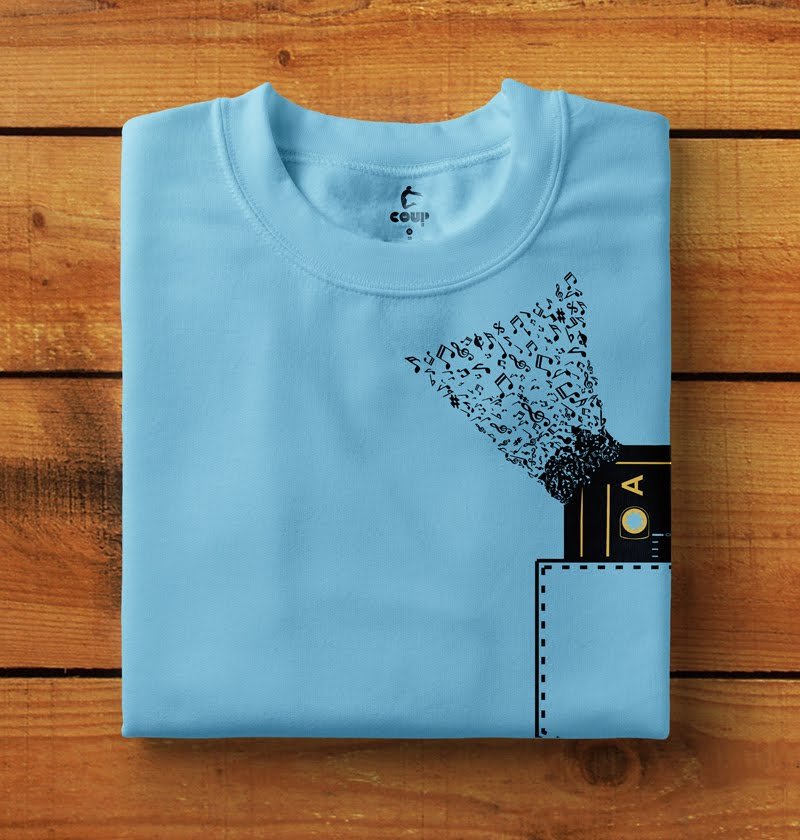COUP Pocket art Cassette T-shirt (Sky Blue)