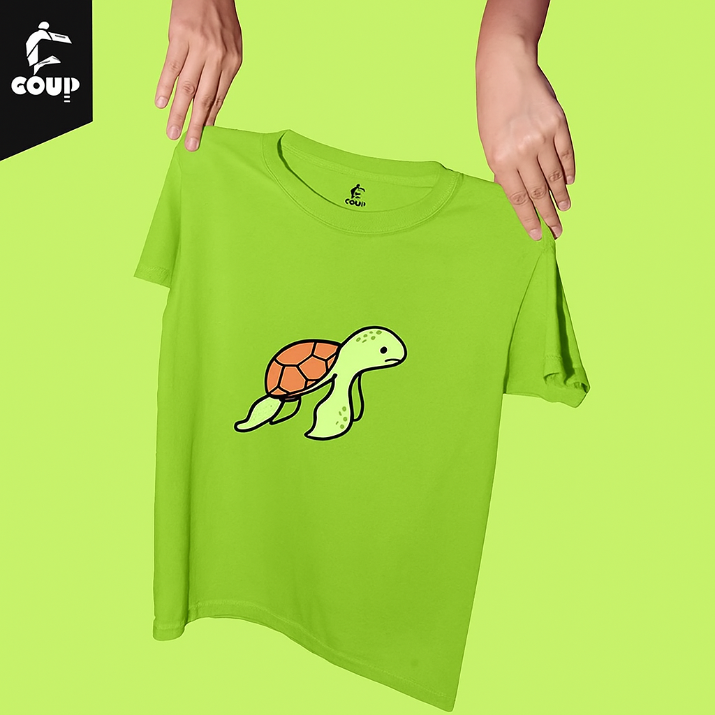 tortoise neon green Coup Kids tshirt