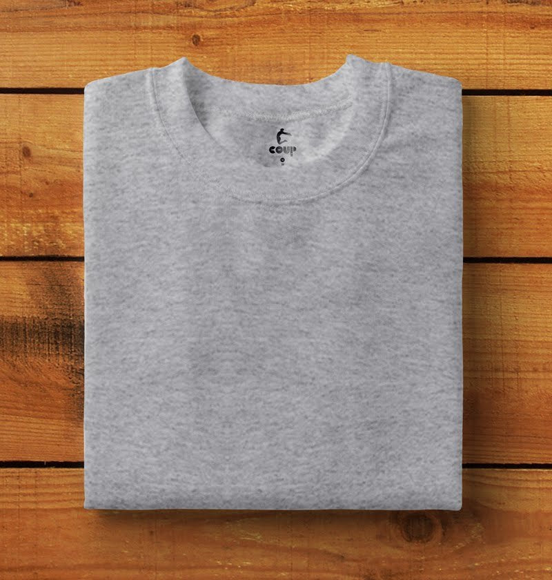 COUP Plain Regular fit Round Neck T-shirt White Melange