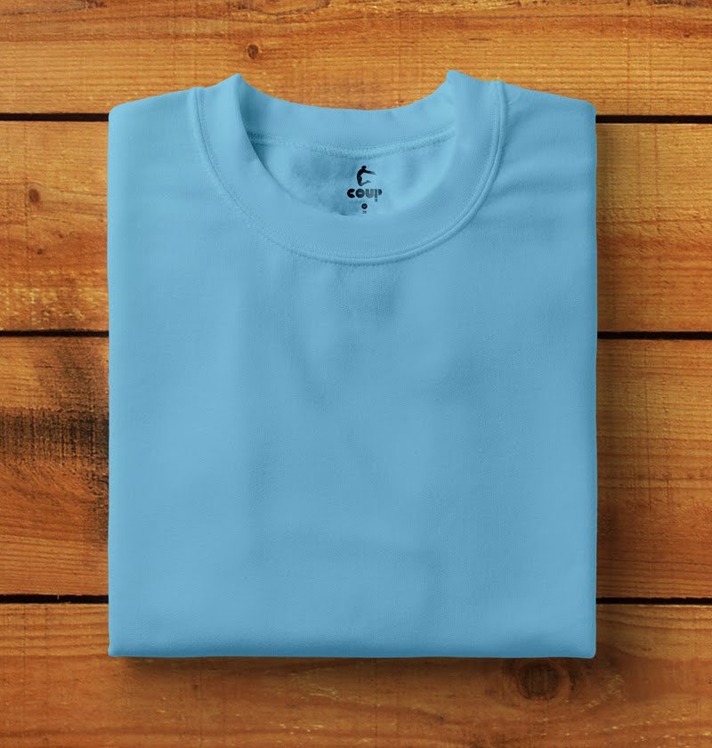 Plain Regular Fit Round neck T-Shirt (Sky Blue)