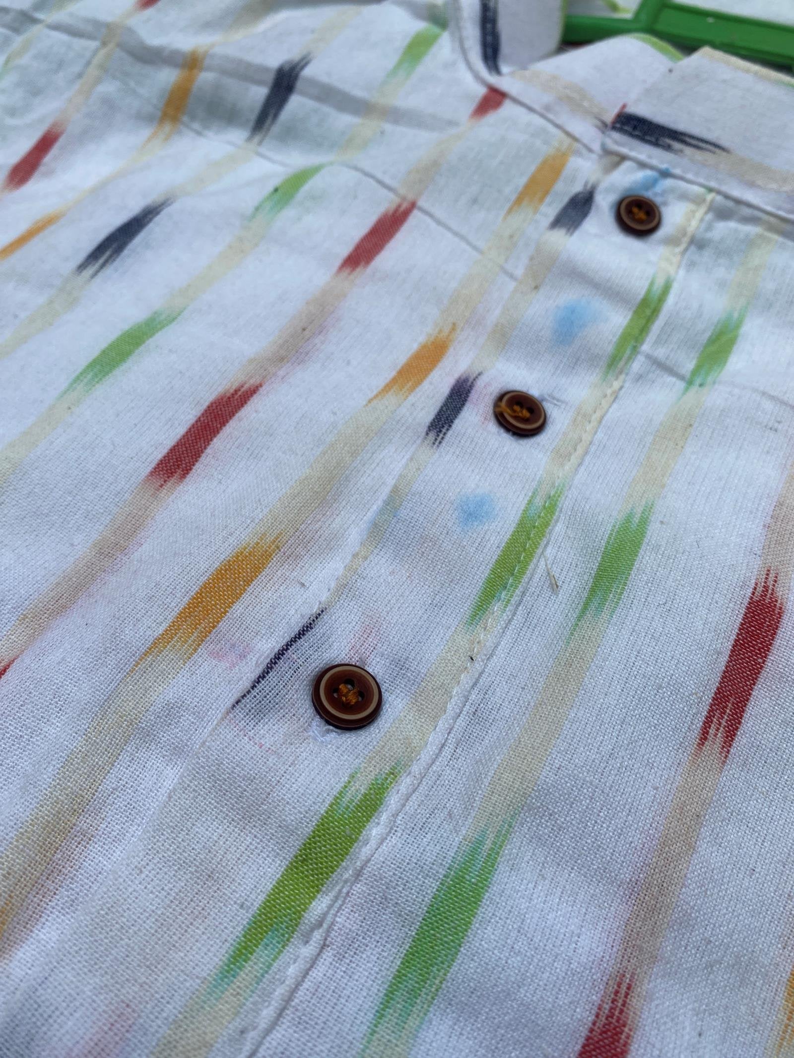 Ikkat white with multi colour