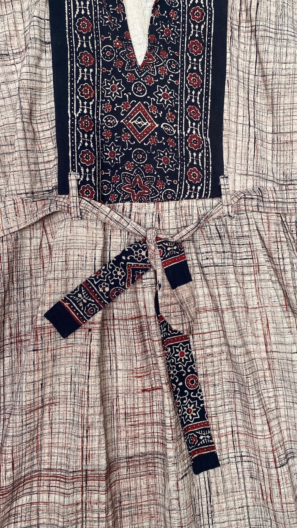 Ajrakh pure cotton dress grey