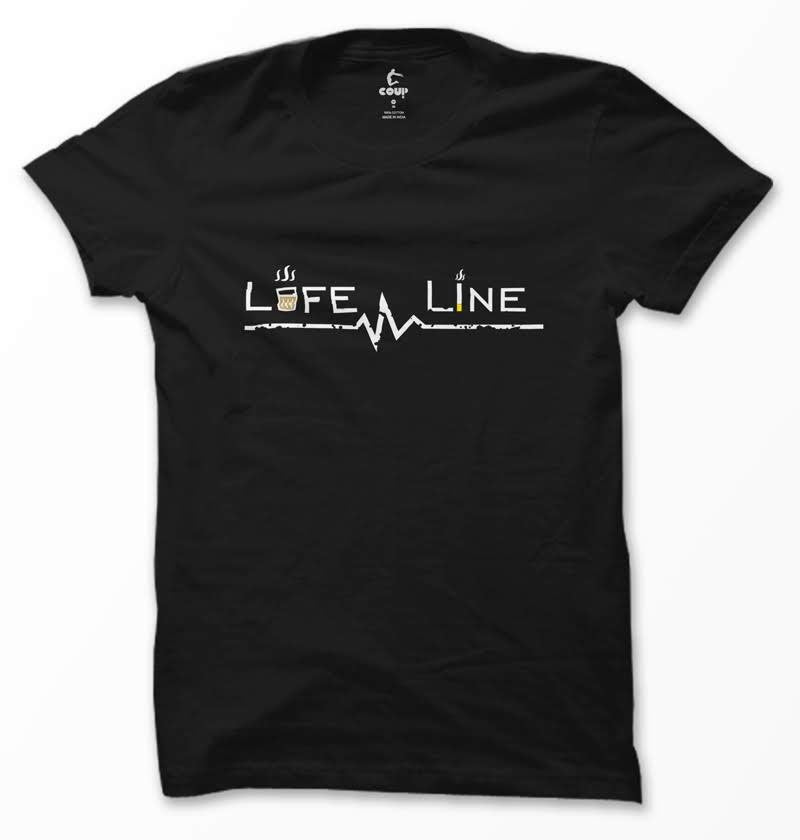 COUP Regular Fit Black Life Line T- Shirt