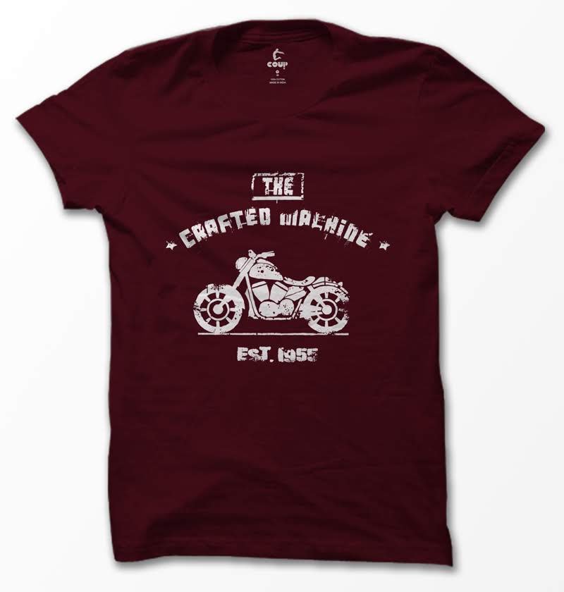 COUP Men's Regular fit Crafted Machine T-shirt (Maroon)