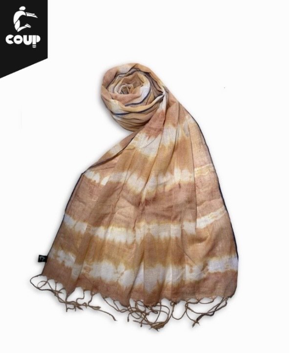 Hortoki natural dye Muslin Scarf Shibori Pattern