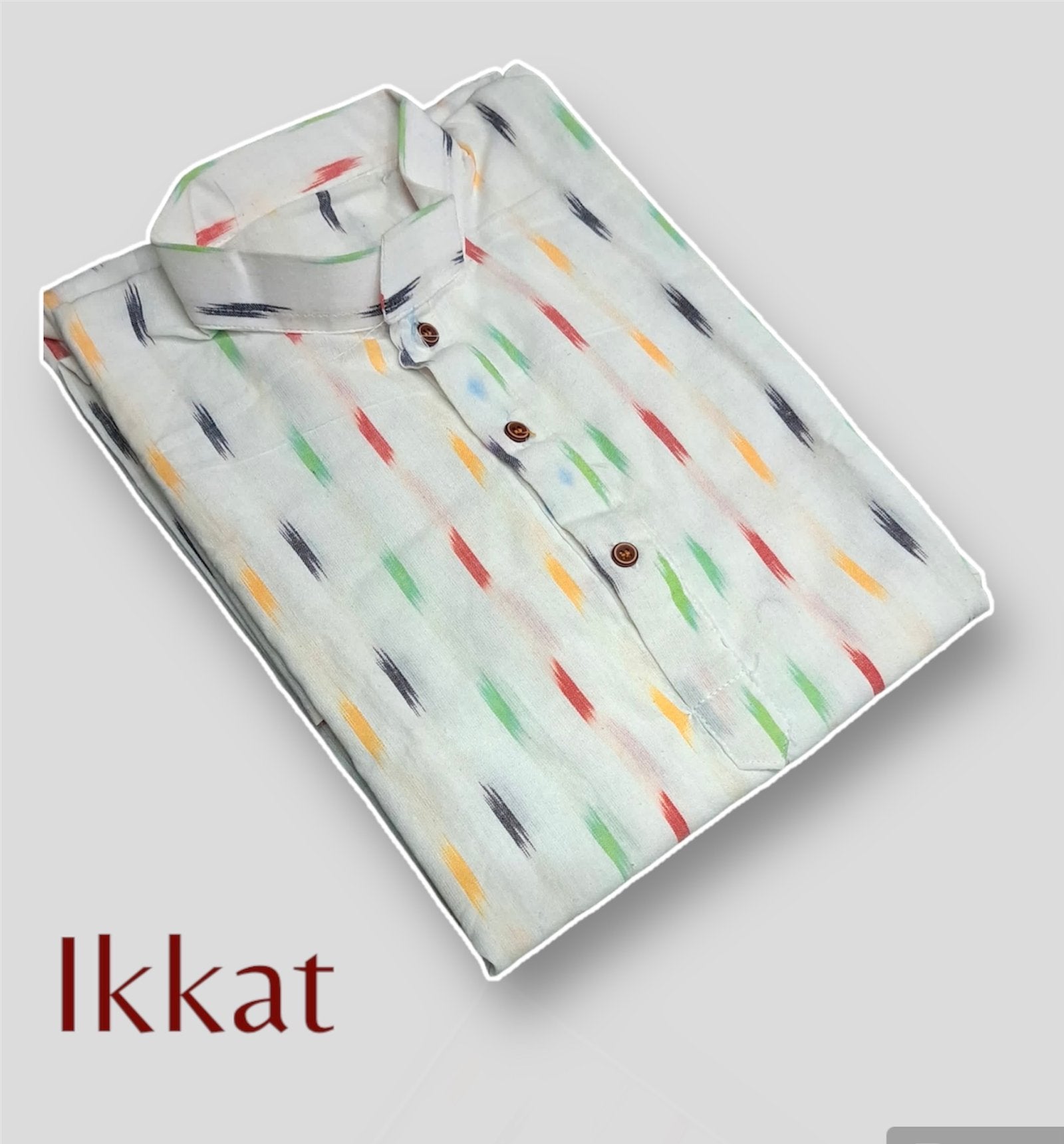 Ikkat white with multi colour