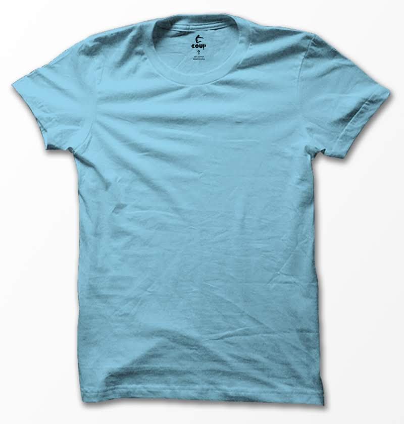 Plain Regular Fit Round neck T-Shirt (Sky Blue)
