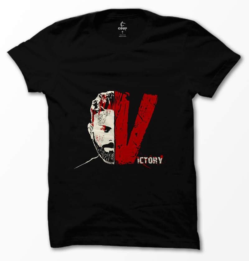 COUP Regular Fit Black Virat Kohli T-shirt