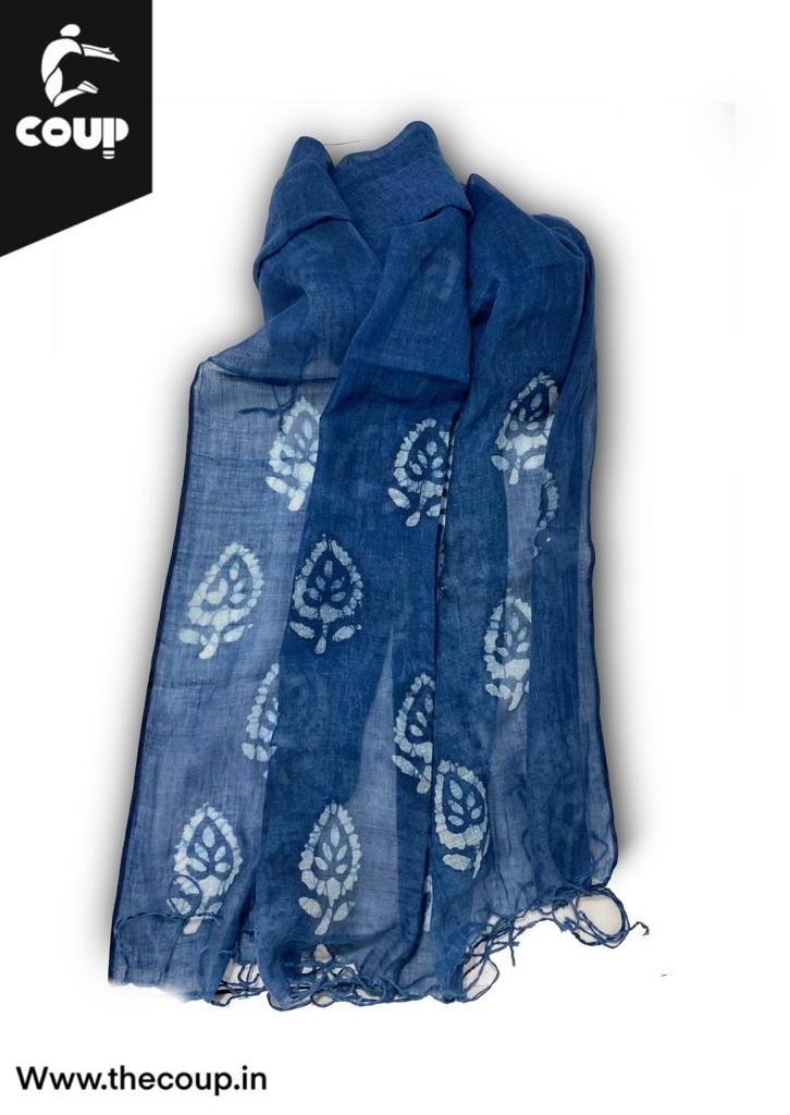 Natural Indigo Dye Muslin Scarf & Stole 3