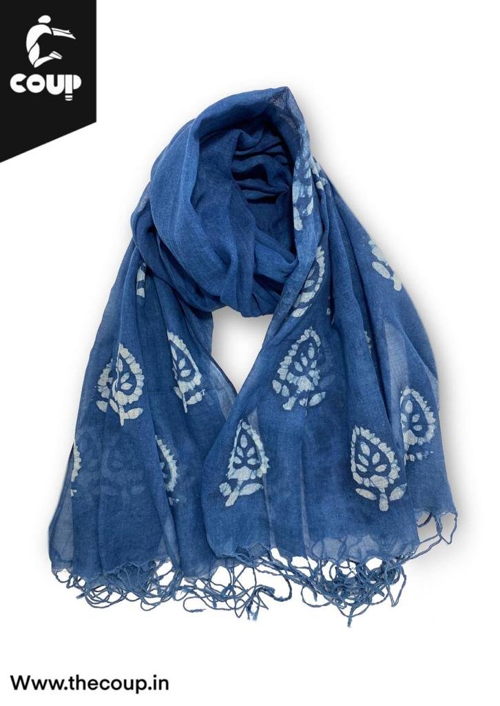 Natural Indigo Dye Muslin Scarf & Stole 3