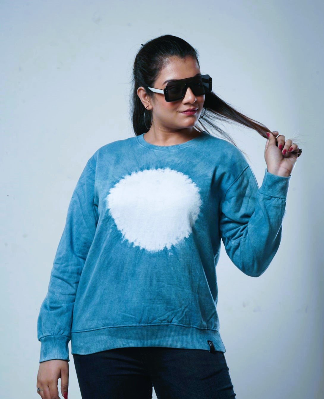 Natural Indigo Hand dye Bandhni Sweatshirt
