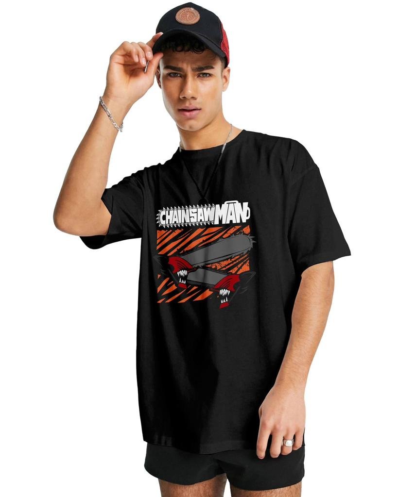 Oversize chainsaw man black tshirt