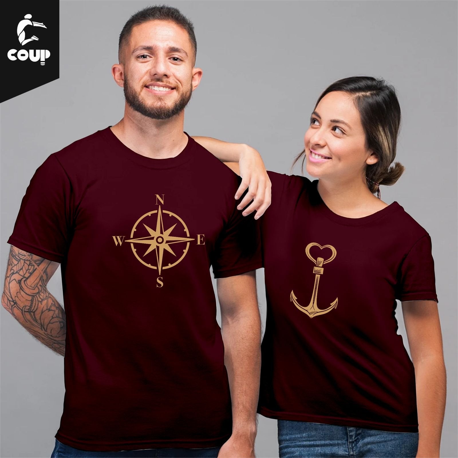 Guide Me-Hold Me Maroon Couple COUP Tshirt