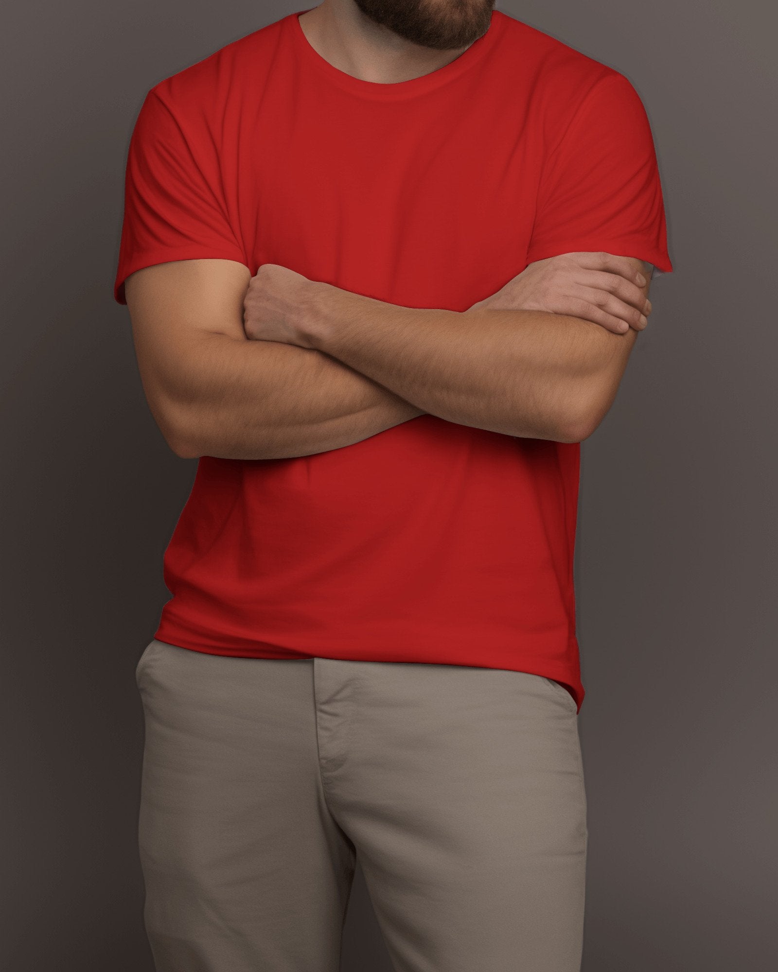 Plain Regular Fit Round neck T-Shirt Red