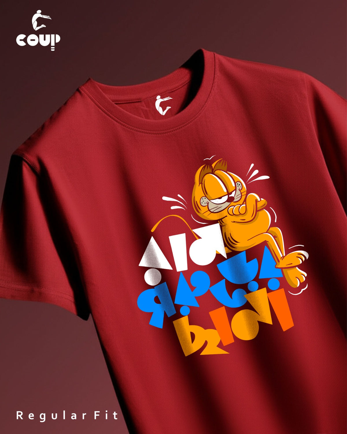 Red Ram Gorurer Chana Bengali t-shirt with grumpy cartoon cat